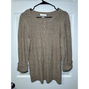 Christopher & Banks Women’s 3/4 Sleeve 3 Button Sweater Light Brown Size Medium